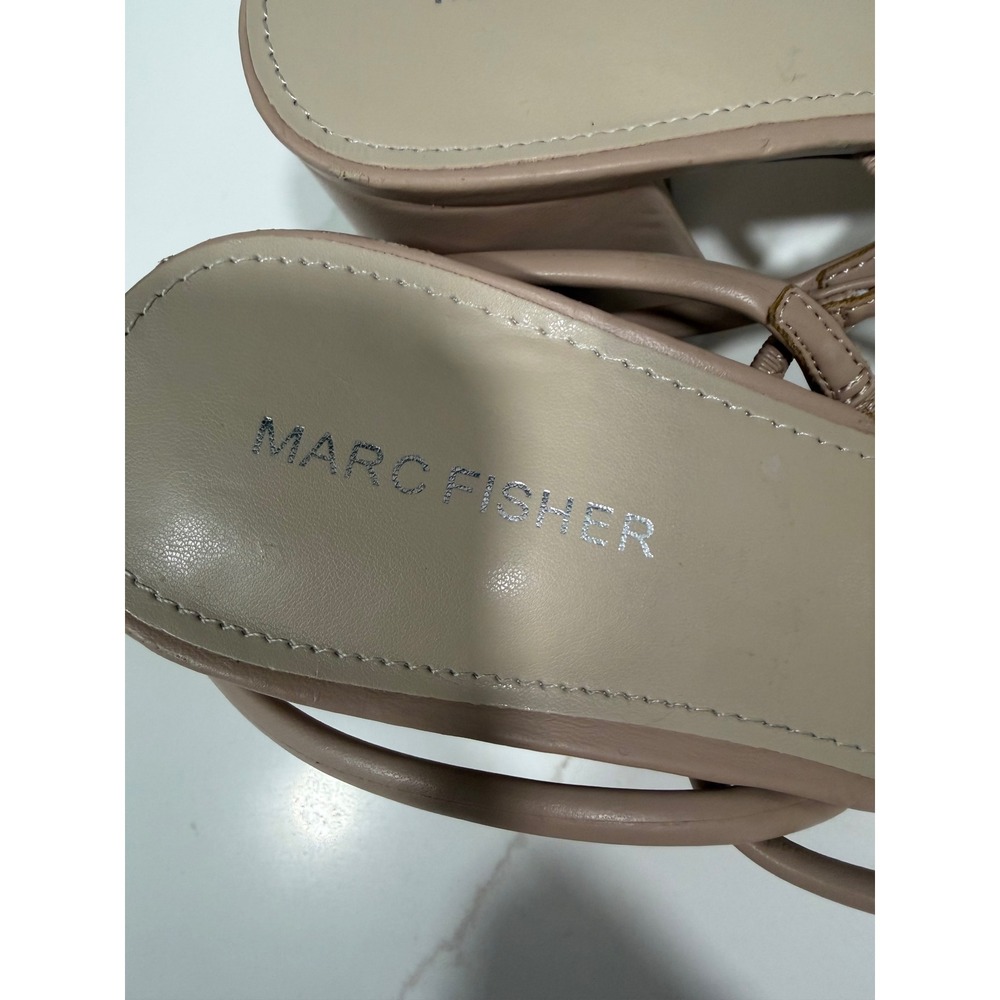 Marc Fisher Galvin Tan Strappy Block Heel Square Toe Sandals Womens Size 9M - Picture 5 of 7